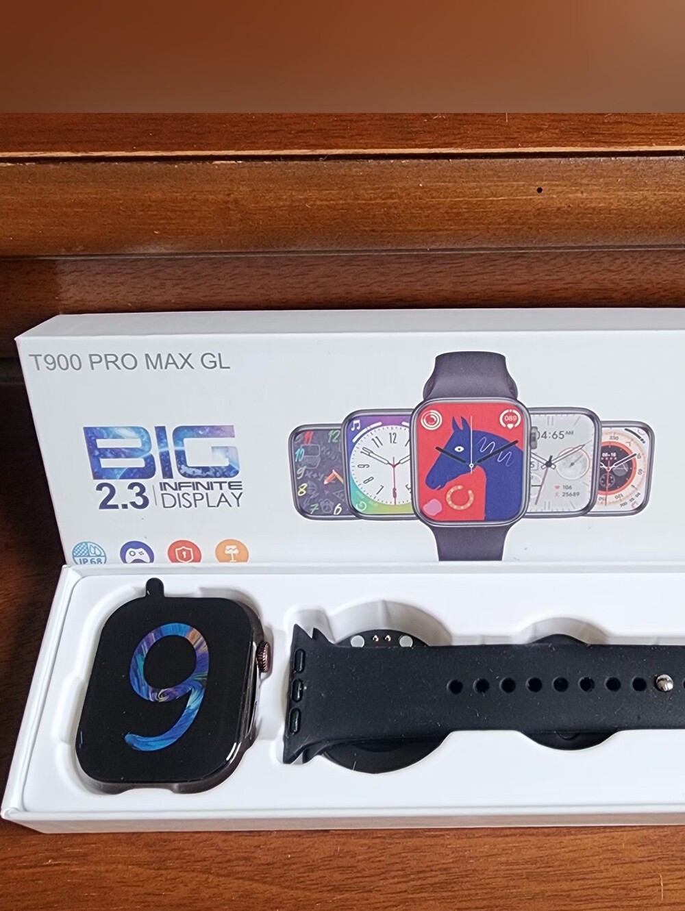 T900 Pro Max GL Series 9 smartwatch featuring a 2.3-inch "Infinite Display